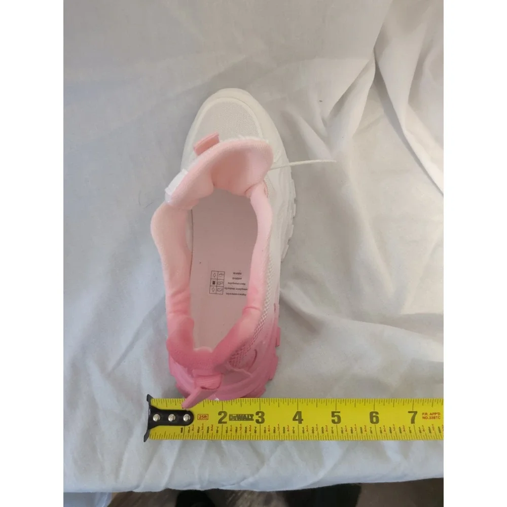 JINTU White Pink Mesh Lace-Up Running Shoes Sneakers Size 37
